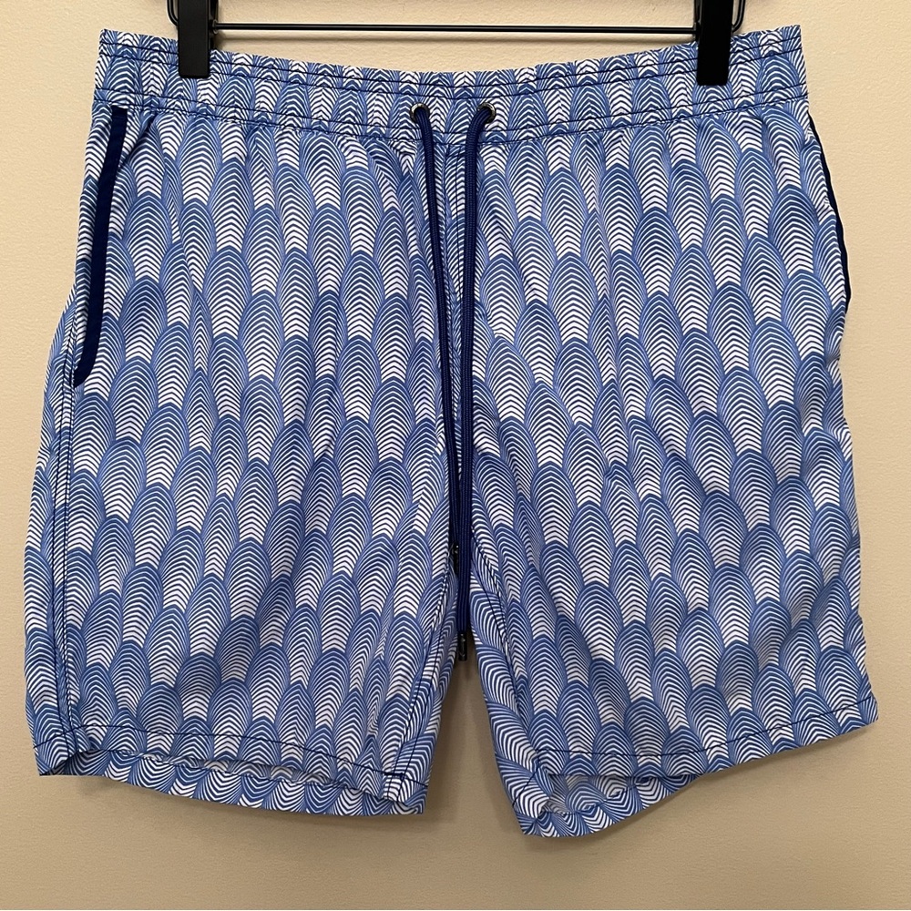 Mr. Swim Men’s Swim Trunks Blue and White Size Medium Summer Beach Vacation